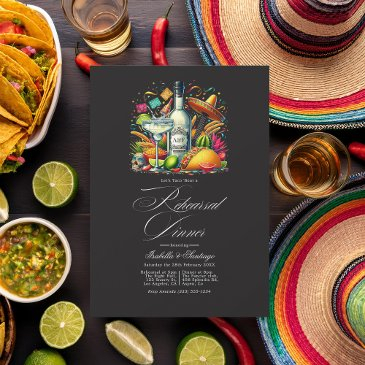 bold fiesta "let's taco 'bout a rehearsal dinner" invitation