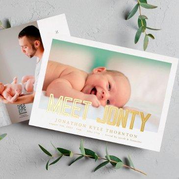 bold foil | photo collage baby birth announcement