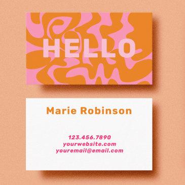 bold font retro groovy blush pink hello business invitations