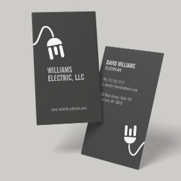 Small Bold Gray Electrician Modern Business Invitations Front View