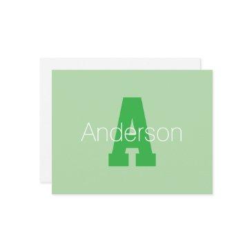 bold modern monogram | pale & kelly green enclosure invitations