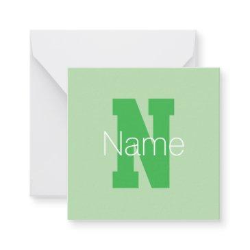 bold modern monogram | pale & kelly green note invitations