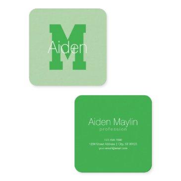bold modern monogram | pale & kelly green square business invitations