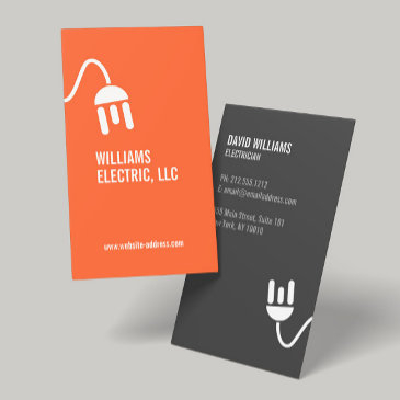 bold orange electrician modern business invitations