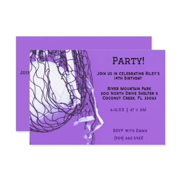bold purple volleyball birthday invitation