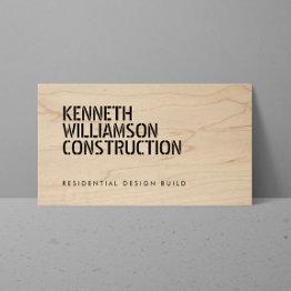 Small Bold Stenciled Wood Construction Business Invitations Front View