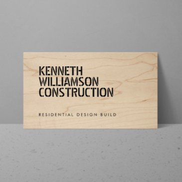 bold stenciled wood construction business invitations