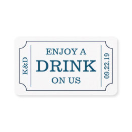 Small Bold Ticket Style "enjoy A Drink On Us" Template Front View