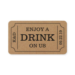 Small Bold Ticket Style "enjoy A Drink On Us" Template Front View
