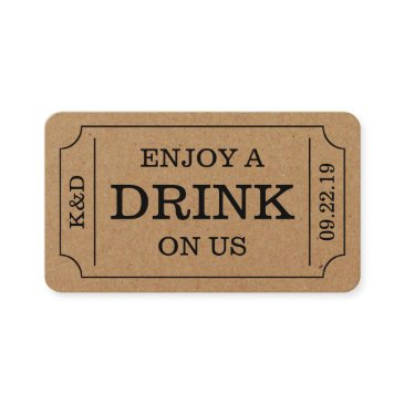 bold ticket style "enjoy a drink on us" template