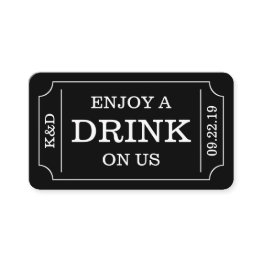 Small Bold Ticket Style "enjoy A Drink On Us" Template Front View
