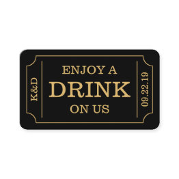 Small Bold Ticket Style "enjoy A Drink On Us" Template Front View
