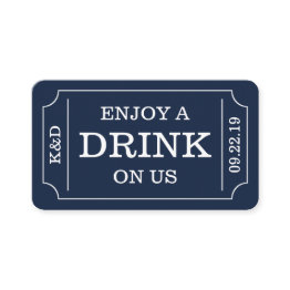 Small Bold Ticket Style "enjoy A Drink On Us" Template Front View