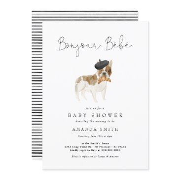 bonjour bebe paris french bulldog baby shower invi invitation