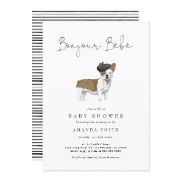 bonjour bebe paris french bulldog baby shower invi invitation