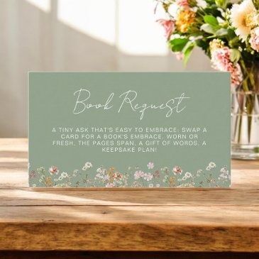 book request wildflower sage green baby shower enclosure invitations