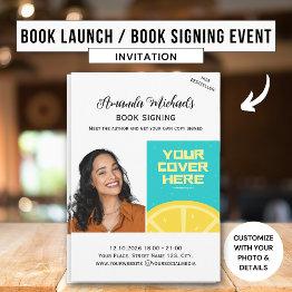 Small Book Signing Author Writer Book Launch Bestseller Invitation Front View