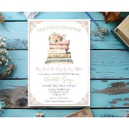 Small Book Themed Bridal Shower Invitation Front View