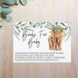 Small Books For Baby Shower Highland Cow Eucalyptus Invitation Front View