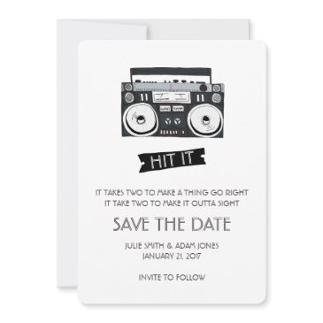 boom box wedding - save the date