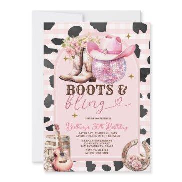 boots and bling skin cowgirl western birthday invitation
