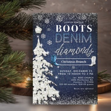 boots denim diamonds blue christmas church party invitation