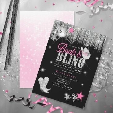 boots 'n bling disco bachelorette id925 invitation