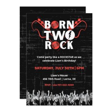 born two rock second birthday invitation