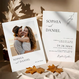 Small Botanical Bliss Modern Simplicity Wedding Invitation Front View