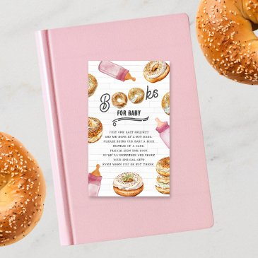 bottles & bagels pink baby shower book request enclosure invitations