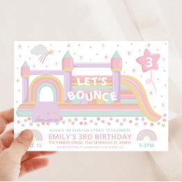 Small Bouncy Castle Birthday Invitation Front View