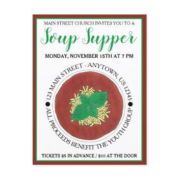 bowl of hot tomato basil soup cookoff supper invitation postinvitations