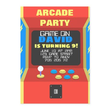 boy arcade party retro gaming birthday invitation