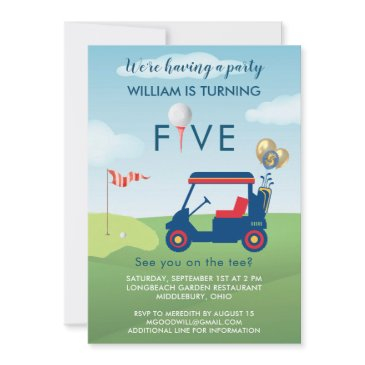 boy golf theme 5th birthday party invitation