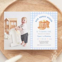 Small Boy Pancake Breakfast Birthday Party Photo Invitation Front View