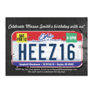 boy's 16th birthday ohio invitation