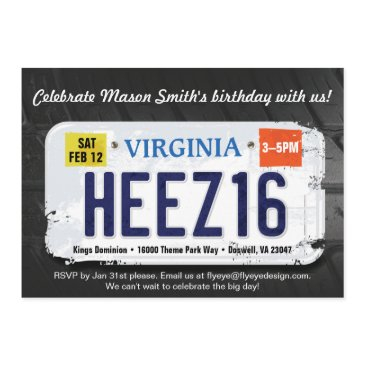 boy's 16th birthday virginia license invitation