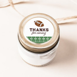 Small Boy's Football 1st Birthday Touchdown Favor Classic Round Sticker Front View