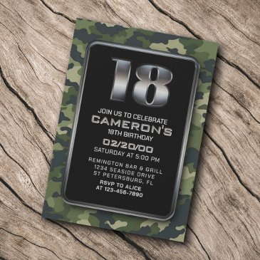 boys hunting army 18th birthday invitation