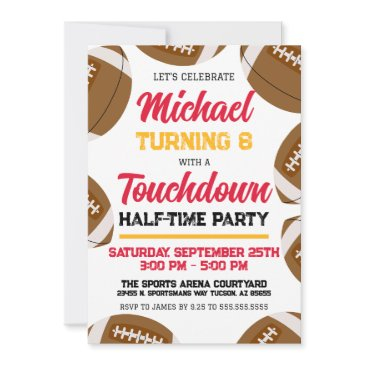 boys red and gold football team birthday party invitation