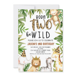 Small Boys Safari Two Wild Birthday Invitation Front View