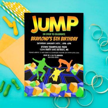 boys trampoline park party invitation