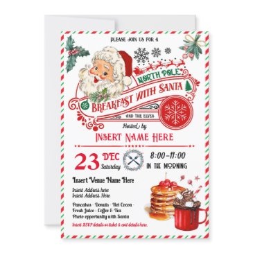 breakfast with santa christmas party retro vintage invitation