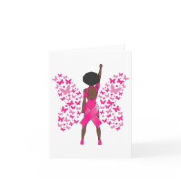 Small Breast Cancer Awareness Pink Butterflies African A Invitations Front View