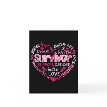 breast cancer awareness pink ribbon heart survivor invitations