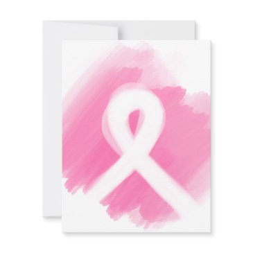 breast cancer awareness ribbon watercolor thank you invitations