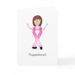 Small Breast Cancer Ribbon Girl - Last Round Of Chemo Invitations Front View