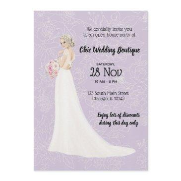 bridal boutique open house choose background color invitation