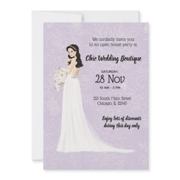 bridal boutique open house choose background color invitation