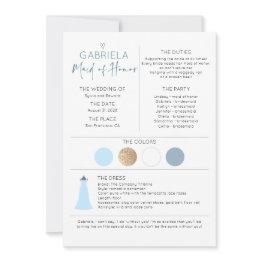 Small Bridal Party Maid Of Honor Proposal & Information Front View